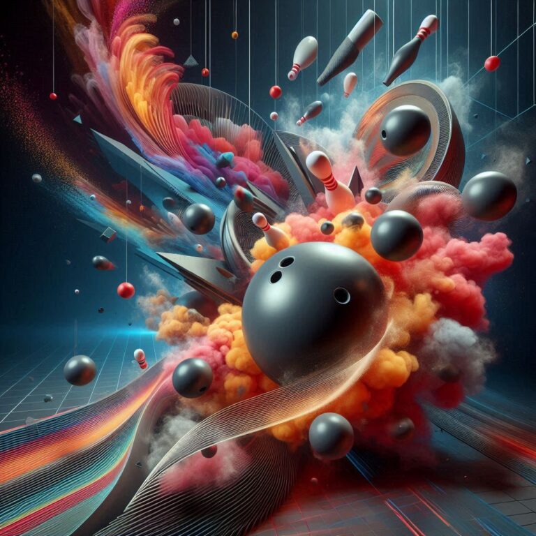 Surreal abstract reactive bowling balls scene